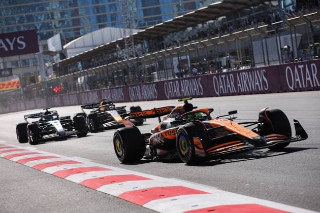 04 NORRIS Lando (gbr), McLaren F1 Team MCL38, action during the Formula 1 Azerbaijan Grand Prix 2024, 17th round of the 2024 Formula One World Championship, WM, Weltmeisterschaft from September 13 to 15, 2024 on the Baku City Circuit, in Baku, Azerbaijan - F1 - AZERBAIJAN GRAND PRIX 2024 DPPI Panoramic  240915_R17_AZERBAIJAN_DP_EA012099