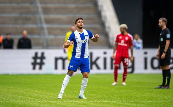 Soccer, Men, Season 2024 2025, 2 Bundesliga 5 Matchday , Hertha BSC Fortuna Düsseldorf, Kevin Sessa Hertha BSC , 15 09 2024, Copyright: xSebastianxRäppold MatthiasxKochx