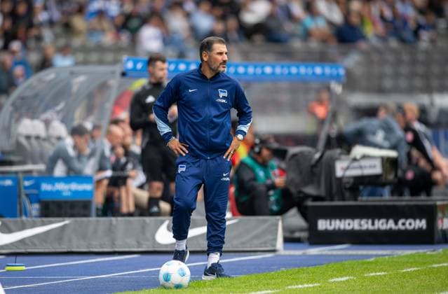 Soccer, Men, Season 2024 2025, 2 Bundesliga 5 Matchday , Hertha BSC Fortuna Düsseldorf, Coach Cristian Fiel Hertha BSC , 15 09 2024, Copyright: xSebastianxRäppold MatthiasxKochx