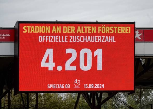 Soccer, Women, Season 2024 2025, 2 Women Bundesliga 3 Matchday , 1 FC Union Berlin SV 67 Weinberg, Scoreboard with number of spectators 4201, 15 09 2024, Copyright: xMatthiasxKochx