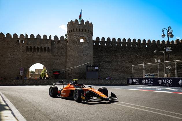 12 GOETHE Oliver (ger), MP Motorsport, Dallara F2 2024, action during the 12th round of the 2024 FIA Formula 2 Championship from September 13 to 15, 2024 on the Baku City Circuit, in Baku, Azerbaijan - AUTO - FORMULA 2 2024 - BAKU DPPI Panoramic  BAK_F2_R12_NB-8724