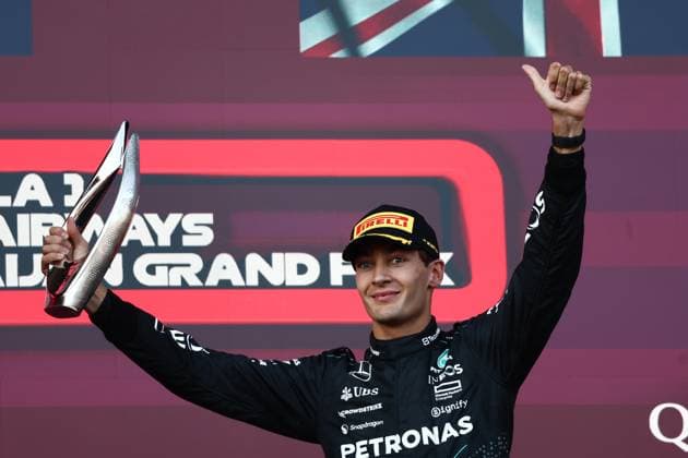 F1 Grand Prix Of Azerbaijan 2024 George Russell of Mercedes after the Formula 1 Grand Prix of Azerbaijan at Baku City Circuit in Baku, Azerbaijan on September 15, 2024. Baku Azerbaijan  Copyright: xJakubxPorzyckix originalFilename:porzycki-f1grandp240915_npp6p.jpg