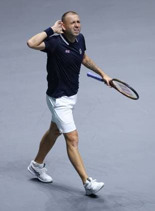 Tennis, Davis Cup, Großbritannien - Kanada Dan Evans of GB celebrates Davis Cup Group Stage Finals 2024, Day Six, AO Arena, Manchester, UK - 15 Sep 2024  Copyright: xEllaxLing Shutterstockx 14713349m