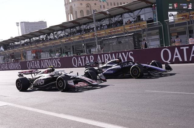 FORMULA 1 QATAR AIRWAYS AZERBAIJAN GRAND PRIX 2024 15 09 2024, Baku City Circuit , Baku, FORMULA 1 QATAR AIRWAYS AZERBAIJAN GRAND PRIX 2024 ,in the picture Alexander Albon GBR , Williams Racing, Nico Hülkenberg DEU , MoneyGram Haas F1 Team nordphotoxGmbHx xBratic nph00250