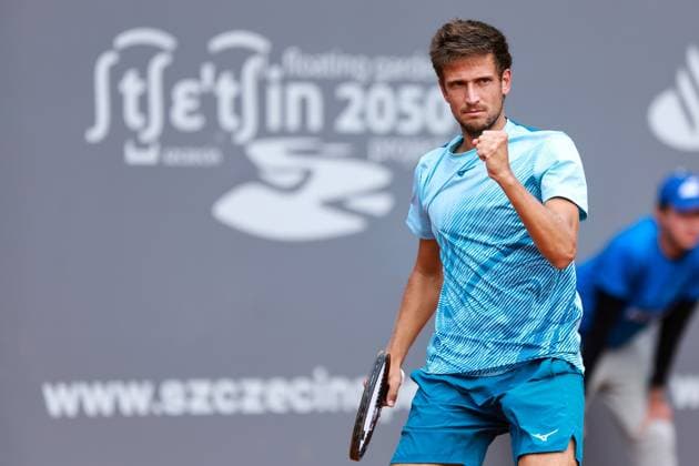 SZCZECIN, 15.09.2024 TURNIEJ TENISA ZIEMNEGO ATP, Tennis Herren CHALLENGER INVEST IN SZCZECIN OPEN 2024 NZ RADOSC VIT KOPRIVA PO WYGRANIU PUNKTU VIT KOPRIVA CELEBRATES AFTER WINNING A POINT FOT. KRZYSZTOF CICHOMSKI NEWSPIX.PL --- Newspix.pl POLAND OUT!  240915KCI073