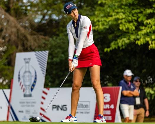September 15, 2024, Gainesville, Va, USA: Team USA s NELLY KORDA tees off on the third hole during the singles matches on day three of the 2024 Solheim Cup. Gainesville USA - ZUMAb237 20240915_znp_b237_018 Copyright: xRobertxBlakleyx