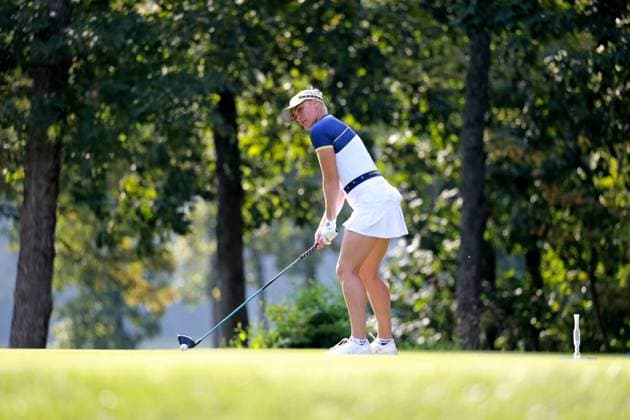 GAINESVILLE, VA - SEPTEMBER 15: USA golfer Charley Hull plays her tee shot on the 4th hole during the Sunday Singles at the 2024 Solheim Cup on September 15, 2024, at the Robert Trent Jones Golf Club in Gainesville, Virginia. (Photo by Brian Spurlock Icon Sportswire) GOLF: SEP 15 Solheim Cup EDITORIAL USE ONLY Icon24091517