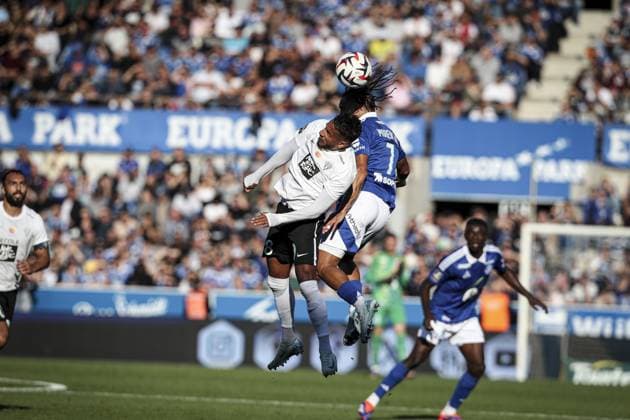 Fußball, Racing Straßburg - SCO Angers 7 Diego Moreira FOOTBALL : Ligue 1 Racing Strasbourg vs Angers Stade de la Meinau - 15 09 2024 ElyxandroCegarra Panoramic 