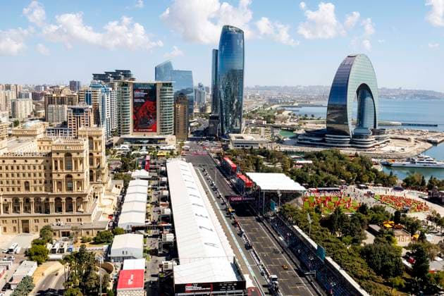 15th September 2024; Baku City Circuit, Baku, Azerbaijan; Formula 1 Azerbaijan Grand Prix 2024; Race Day; City of Baku during the Formula 1 race  ActionPlus12693302 StephenxBlackberry
