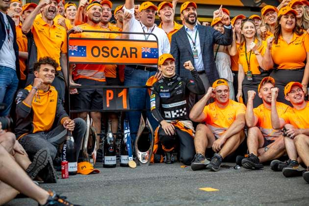 Sport Bilder des Tages Baku - 15-09-2024, Baku City Circuit, Lando Norris and Oscar Piastri at the Formula 1 Azerbaijan Grand Prix 2024 Sunday Formula 1 Azerbaijan Grand Prix 2024 Sunday  x26269972x Copyright: