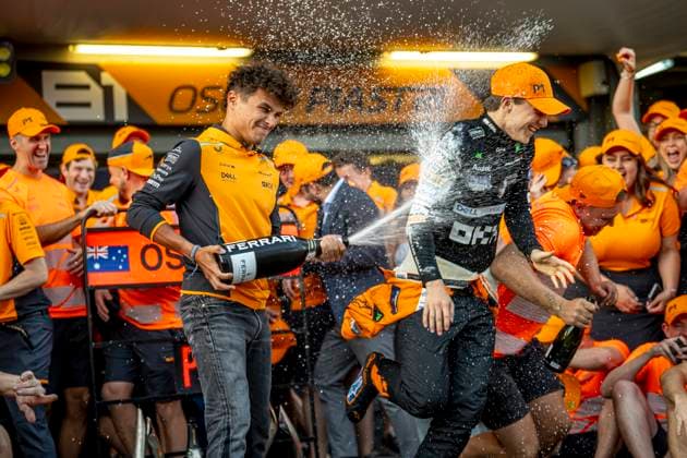 Baku - 15-09-2024, Baku City Circuit, Lando Norris and Oscar Piastri at the Formula 1 Azerbaijan Grand Prix 2024 Sunday Formula 1 Azerbaijan Grand Prix 2024 Sunday  x26270008x Copyright: