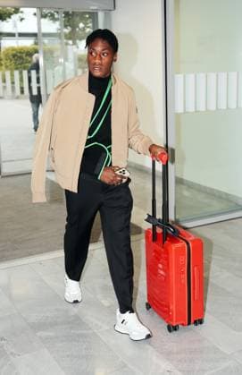 16 09 24 VfB Stuttgart departure Madrid Germany, Stuttgart, 16 09 2024, Football, Bundesliga, VfB Stuttgart, Stuttgart Airport departure for Champions League away match at Real Madrid Justin Diehl