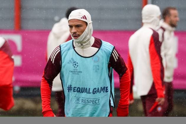 Leroy Sane FC Bayern Muenchen, 10 at training in the rain, Final training, FC Bayern Muenchen, Football, UEFA Champions League, Matchday 1, Season 24 25, 16 09 2024, Final training, FC Bayern Muenchen, Football, UEFA Champions League, Matchday 1, Season 24 25, 16 09 2024 Muenchen Copyright: xEibner-Pressefoto JennixMaulx EP_JML