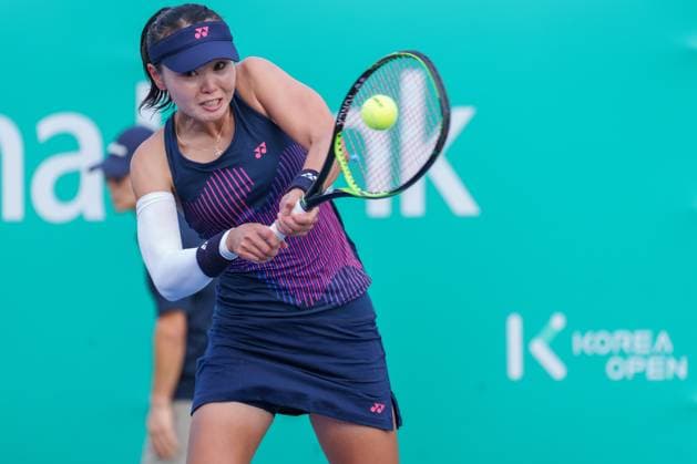 2024 WTA, Tennis Damen tennis Hana Bank Korea Open SEOUL, SOUTH KOREA, SEP 16: Jang Su-jeong (SOUTH KOREA) during WTA Tour tennis Hana Bank Korea Open Doubles Round of 16 at the Seoul Olympic Park Tennis Center in Seoul, South Korea, on September 16, 2024. Seoul the Seoul Olympic Park Tennis Ce South Korea 8110_280241 Copyright: xStevexChoxKyewoong PentaxPressx