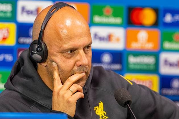 Football - UEFA Champions League - League Phase - AC Milan v Liverpool FC - MD-1 MILAN, ITALY - Monday, September 16, 2024: Liverpool s head coach Arne Slot during a press conference, PK, Pressekonferenz at the Stadio San Siro ahead of the UEFA Champions League matchday 1 game between AC Milan and Liverpool FC. (Photo by David Rawcliffe Propaganda) MILAN Stadio San Siro LOMBARDY ITALY  Copyright: xDavidxRawcliffex P2024-09-16-AC_Milan_Liverpool_MD-1-86