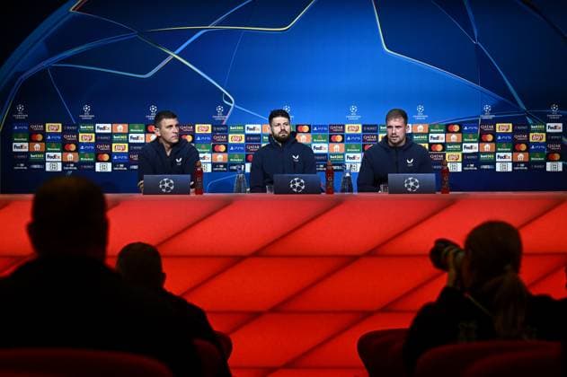Dinamo Zagreb press conference, PK, Pressekonferenz Dinamo Zagreb Head Coach Sergej Jakirovic and Bruno Petkovic speak at Dinamo Zagreb press conference ahed UEFA Champions League match against FC Bayern Munchen at Allianz Arena in Munich, Germany, September 14, 2024.  MarkoxLukunic PIXSELL