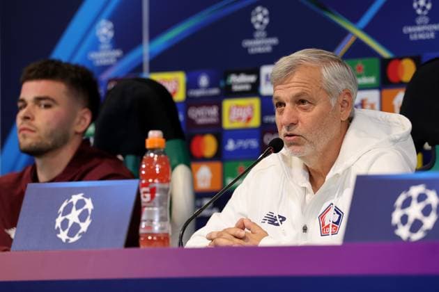 Ligue des Champions PHOTOPQR VOIX DU NORD FLORENT MOREAU ; 16 09 2024 ; Lisbonne, le 16 09 2024. Estadio Jose-Avalade. Bruno GENESIO lors de la conference de presse a la veille du match de Ligue des Champions entre le LOSC et le Sporting Clube de Portugal. PHOTO FLORENT MOREAU LA VOIX DU NORD press conference, PK, Pressekonferenz on the eve of their UEFA Champions League football match against Sporting CP at the Jose Alvalade stadium in Lisbon on September 16, 2024. PORTUGAL France  Copyright: xPHOTOPQR VOIXxDUxNORD MAXPPPxFLORENTxMOREAUx 20240916VDN4023 20240916VDN4023