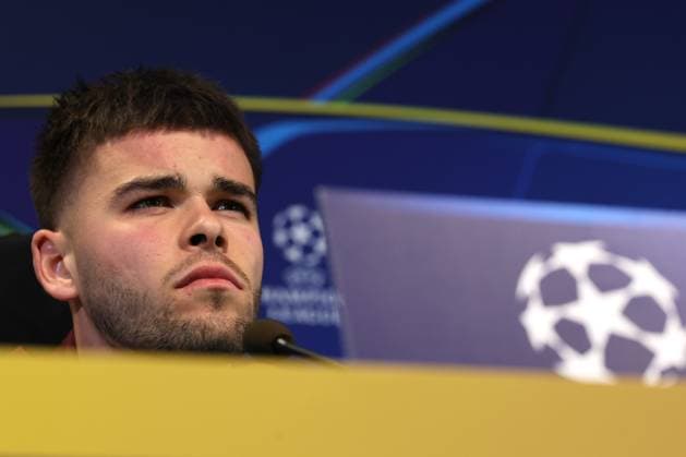 Ligue des Champions PHOTOPQR VOIX DU NORD FLORENT MOREAU ; 16 09 2024 ; Lisbonne, le 16 09 2024. Estadio Jose-Avalade. LUCAS CHEVALIER lors de la conference de presse a la veille du match de Ligue des Champions entre le LOSC et le Sporting Clube de Portugal. PHOTO FLORENT MOREAU LA VOIX DU NORD press conference, PK, Pressekonferenz on the eve of their UEFA Champions League football match against Sporting CP at the Jose Alvalade stadium in Lisbon on September 16, 2024. PORTUGAL France  Copyright: xPHOTOPQR VOIXxDUxNORD MAXPPPxFLORENTxMOREAUx 20240916VDN4026 20240916VDN4026