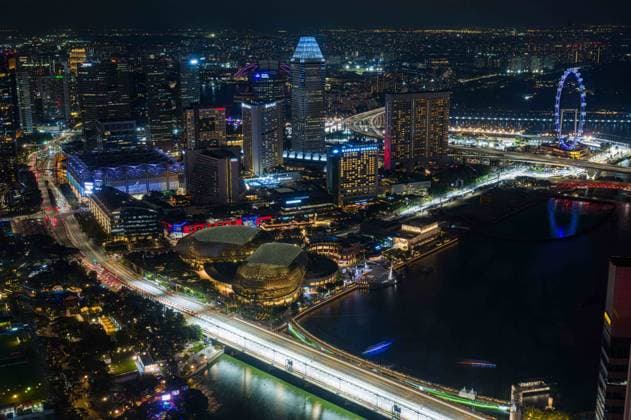 September 16, 2024, Singapore: Marina Bay Street Circuit at night during preparations for the 2024 Formula One Singapore Grand Prix. Singapore - ZUMA 20240916_mda_l191_651 Copyright: xAntoinexLapeyrex