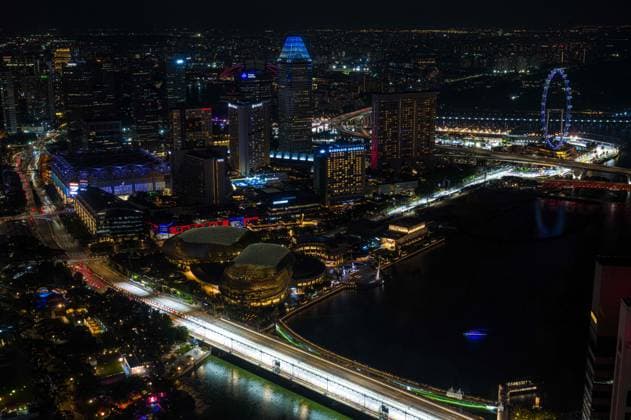 September 16, 2024, Singapore: Marina Bay Street Circuit at night during preparations for the 2024 Formula One Singapore Grand Prix. Singapore - ZUMA 20240916_mda_l191_652 Copyright: xAntoinexLapeyrex