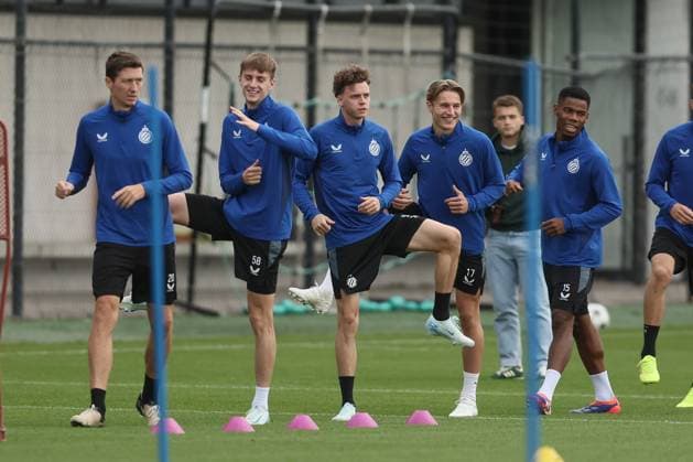 Club s players pictured during a training session of Belgian soccer team Club Brugge KV, Tuesday 17 September 2024 in Knokke-Heist. The team is preparing for tomorrow s game against German Borussia Dortmund, on the opening day of the UEFA Champions League league phase. BRUNOxFAHY  x100809836x