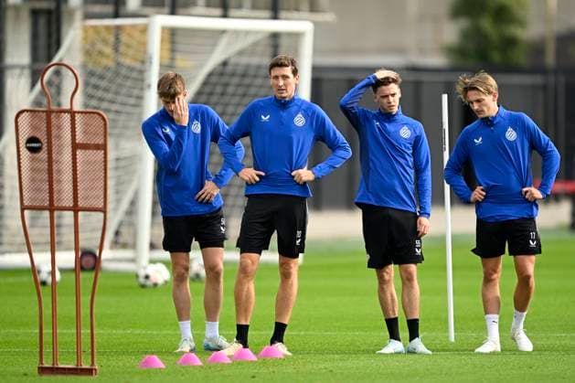 Club Brugge v Borussia Dortmund - UEFA Champions League MD -1 WESTKAPELLE, BELGIUM - SEPTEMBER 17 : Vanaken Hans midfielder of Club Brugge, Spileers Jorne defender of Club Brugge, De Cuyper Maxim midfielder of Club Brugge, Vermant Romeo forward of Club Brugge pictured during a training session prior to the UEFA Champions League - League phase matchday 1 between Club Brugge and Borussia Dortmund at the Club Brugge training centre on September 17, 2024 in Westkapelle, Belgium , 17 09 2024 Westkapelle Belgium  Copyright: xNicoxVereeckenx