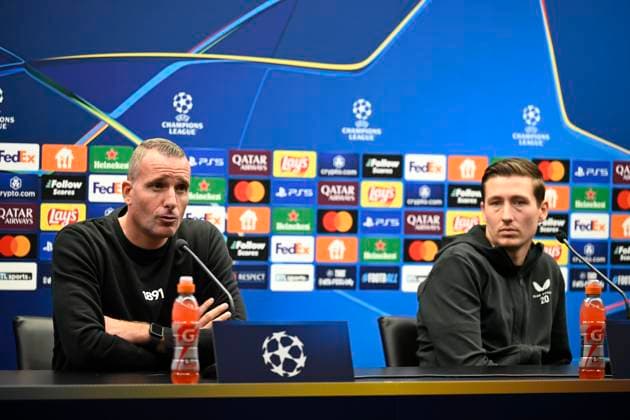 Club Brugge v Borussia Dortmund - UEFA Champions League MD -1 WESTKAPELLE, BELGIUM - SEPTEMBER 17 : Hayen Nicky head coach of Club Brugge and Vanaken Hans midfielder of Club Brugge talking to the press during a press conference, PK, Pressekonferenz prior to the UEFA Champions League - League phase matchday 1 between Club Brugge and Borussia Dortmund at the Club Brugge training centre on September 17, 2024 in Westkapelle, Belgium , 17 09 2024 Westkapelle Belgium  Copyright: xNicoxVereeckenx