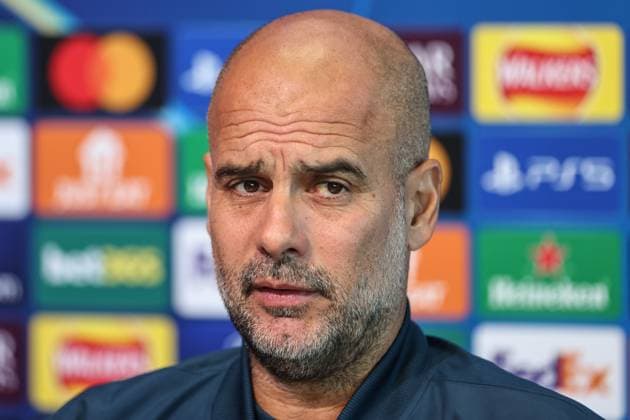 UEFA Champions League Manchester City v Inter Milan press conference, PK, Pressekonferenz Pep Guardiola manager of Manchester City speaks in the pre-match press conference during the UEFA Champions League Manchester City v Inter Milan Press conference at Etihad Stadium, Manchester, United Kingdom, 17th September 2024 (Photo by Mark Cosgrove News Images) Manchester Etihad Stadium Manchester United, ManU Kingdom Copyright: xMarkxCosgrove NewsxImagesx