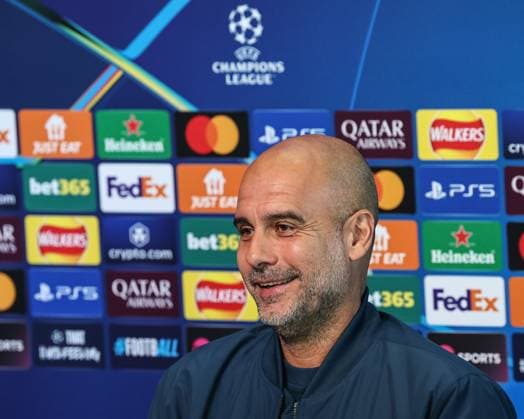 UEFA Champions League Manchester City v Inter Milan press conference, PK, Pressekonferenz Pep Guardiola manager of Manchester City speaks in the pre-match press conference during the UEFA Champions League Manchester City v Inter Milan Press conference at Etihad Stadium, Manchester, United Kingdom, 17th September 2024 (Photo by Mark Cosgrove News Images) Manchester Etihad Stadium Manchester United, ManU Kingdom Copyright: xMarkxCosgrove NewsxImagesx