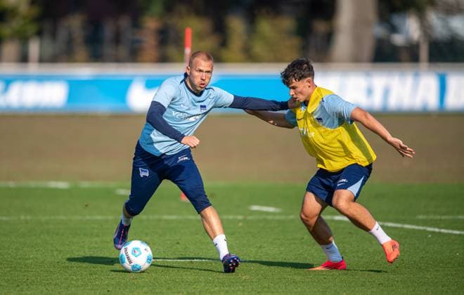 Soccer, Men, Season 2024 2025, 2 Bundesliga, Hertha BSC, Training, f l Jon Dagur Thorsteinsson Hertha BSC , Julius Gottschalk, 17 09 2024, Copyright: xMatthiasxKochx