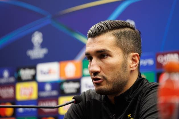 Borussia s head coach Nuri Sahin pictured during a press conference, PK, Pressekonferenz of German soccer team Borussia Dortmund, Tuesday 17 September 2024 in Brugge. The team is preparing for tomorrow s game against Belgian Club Brugge KV, on the opening day of the UEFA Champions League league phase. KURTxDESPLENTER  x100836008x
