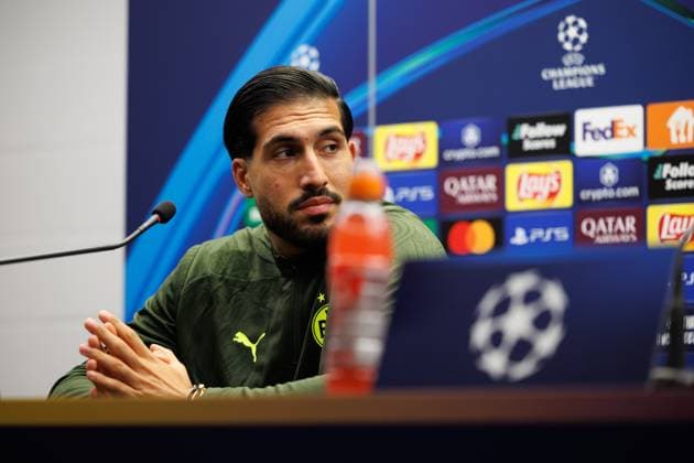 Borussia s Emre Can pictured during a press conference, PK, Pressekonferenz of German soccer team Borussia Dortmund, Tuesday 17 September 2024 in Brugge. The team is preparing for tomorrow s game against Belgian Club Brugge KV, on the opening day of the UEFA Champions League league phase. KURTxDESPLENTER  x100836290x