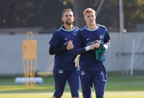Marius Gersbeck, Goalkeeper, Tim Goller, Goalkeepers, Germany, Berlin, Sportpark, Football, Men, Season 2024 2025, 2 Bundesliga, Hertha BSC, Training