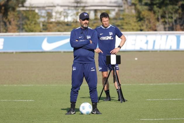 Coach Cristian Fiel, Hertha BSC, Germany, Berlin, Sportpark, Football, Men, Season 2024 2025, 2 Bundesliga, Hertha BSC, Training