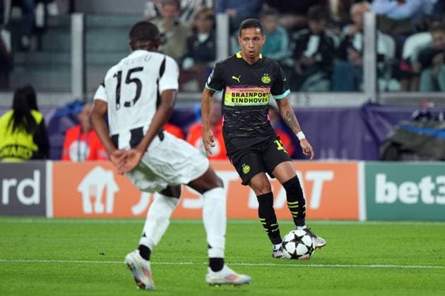 TURINE - Mauro Junior of PSV Eindhoven during the UEFA Champions league match between Juventus FC and PSV Eindhoven at Allianz Stadium on Sept. 17, 2024 in Turin, Italy. ANP TOBIAS KLEUVER UEFA Champions League 2024 25 xVIxANPxSportx xxANPxIVx 508713747 originalFilename: 508713747.jpg