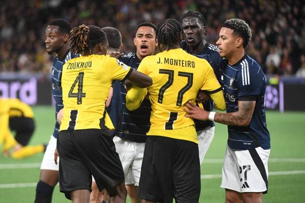 17 09 2024, Bern, Stadion Wankdorf, UEFA Champions League Young Boys Aston Villa, scuffle after 4 Ezra Konsa Villa provoked the fans of BSC Young Boys Bern Stadion Wankdorf Bern Switzerland Copyright: xJustPictures.ch ManuelxWinterbergerx jp-de-MaWi-MWI_1703