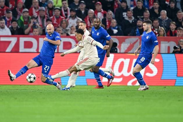 17 09 2024, Football, Champions League, Matchday 1, Season 2024 2025, FC Bayern Munich Dinamo Zagreb, First shot on goal by Jamal Musiala FC Bayern Munich xRHR PHOTO TKx Copyright: RHR-FOTOx RHR-FOTO TK