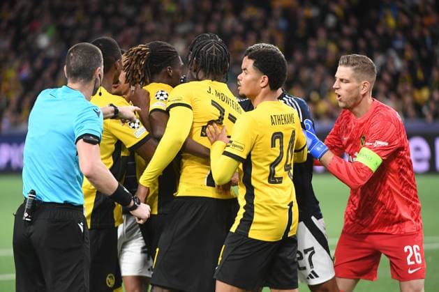 17 09 2024, Bern, Stadion Wankdorf, UEFA Champions League Young Boys Aston Villa, scuffle after 4 Ezra Konsa Villa provoked the fans of BSC Young Boys Bern Stadion Wankdorf Bern Switzerland Copyright: xJustPictures.ch ManuelxWinterbergerx jp-de-MaWi-MWI_1707