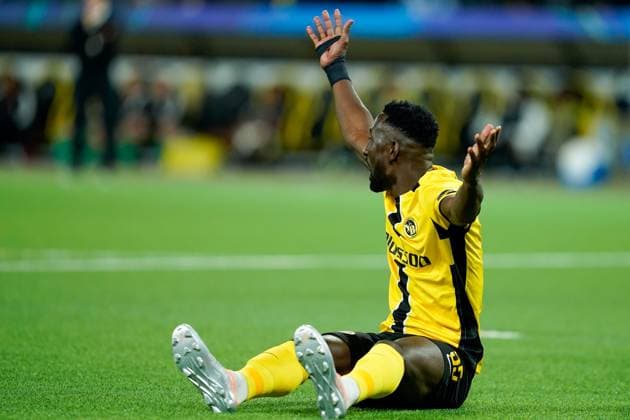 Bern, Switzerland, September 17th 2024: Silvere Ganvoula (35 Young Boys) complains after a foul during the UEFA Champions League football match between Young Boys and Aston Villa at Wankdorf Stadion in Bern, Switzerland. (Daniela Porcelli SPP) Copyright: xDanielaxPorcellix xSPPx spp-en-DaPoSp-20240917-_DP17560