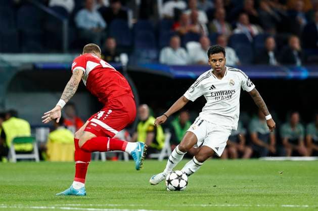 September 17, 2024, Madrid, Madrid, SPAIN: Rodrygo Goes of Real Madrid in action during the UEFA Champions League 2024 25 League Phase MD1 match between Real Madrid CF and VfB Stuttgart at Estadio Santiago Bernabeu on September 17, 2024 in Madrid, Spain. Madrid SPAIN - ZUMAa181 20240917_zaa_a181_019 Copyright: xIrinaxR.xHipolitox