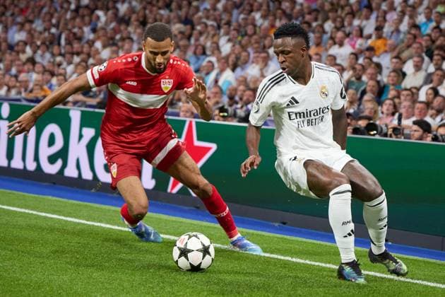 Vinicius Junior of Real Madrid CF in action during the UEFA Champions League match between Real Madrid v VFB Stuttgart at Santiago Bernabeu on September 17, 2024 in Madrid (Photo by: LGM) FOOTBALL : Real Madrid vs VFB Stuttgart - UEFA Ligue des Champions - 17 09 2024 LGM Panoramic 