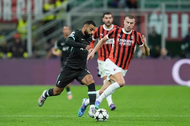 Mohamed Salah (Liverpool FC) controls the ball, UEFA Champions League 2024 25 League Phase MD1, AC Milan v Liverpool FC, Stadio Giuseppe Meazza (San Siro), September 17, 2024, Milan, Italy.
