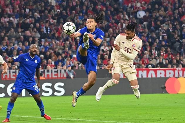 Goal Michael OLISE Bayern Muenchen , header for 3 0,Action Soccer Champions League , FC Bayern Muenchen GNK Dinamo Zagreb on 17 09 2024, A L L I A N Z A R E N A