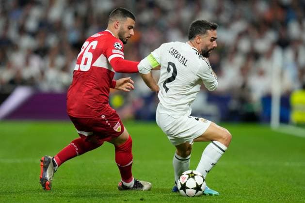 Deniz Undav of VfB Stuttgart and Lucas Vazquez of Real Madrid CF Real Madrid v VFB Stuttgart, UEFA Champios League match, date 1. Football, Santiago Bernabeu Stadium, Madrid, Spain - 17 Sep 2024 Editorial use only  Copyright: xPressinphoto Shutterstockx 14725330a