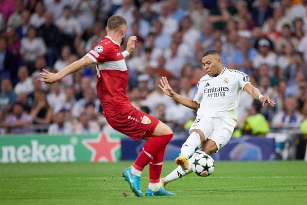 Kylian Mbappe of Real Madrid CF in action during the UEFA Champions League match between Real Madrid v VFB Stuttgart at Santiago Bernabeu on September 17, 2024 in Madrid (Photo by: LGM) FOOTBALL : Real Madrid vs VFB Stuttgart - UEFA Ligue des Champions - 17 09 2024 LGM Panoramic 
