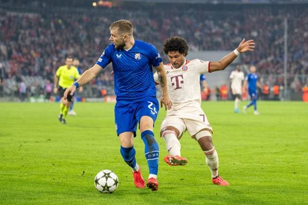Stefan Ristovski 22 GNK Dinamo Zagreb , Serge Gnabry 7 FC Bayern Muenchen , FC Bayern Muenchen vs GNK Dinamo Zagreb, Football, UEFA Champions League, 1 Matchday, 17 09 2024 DFB regulations prohibit any use of photographs as image sequences and or quasi video Muenchen Bayern Germany Copyright: xkolbert-press UlrichxGamelx