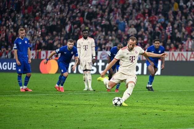 17 09 2024, Football, Champions League, Matchday 1, Season 2024 2025, FC Bayern Munich Dinamo Zagreb, Penalty Harry Kane FC Bayern Munich scores the goal for 6 2 xRHR PHOTO TKx Copyright: RHR-FOTOx RHR-FOTO TK