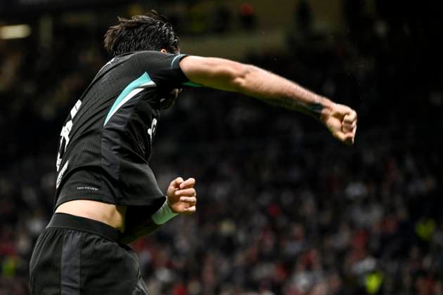 Dominik Szoboszlai of Liverpool FC celebrates after scoring the goal of 1-3 for his side during the UEFA Champions League 2024 205 football match between AC Milan and Liverpool FC at San Siro stadium in Milano (Italy), September 17, 2024. AndreaxStaccioli