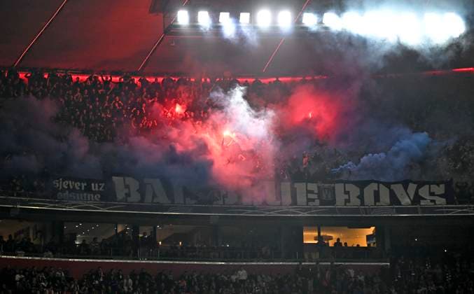 17 09 2024, Football UEFA Championsleague 2024 2025 1 Matchday, FC Bayern Munich Dinamo Zagreb, in the Allianz Arena Munich The opposing fans DFL and DFB regulations prohibit any use of photographs as image sequences and or quasi video