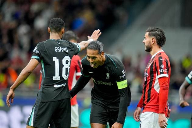 AC Milan v Liverpool FC - UEFA Champions League 2024 25 Virgil van Dijk of Liverpool FC celebrates after scoring second goal during the UEFA Champions League 2024 25 League Phase MD1 match between AC Milan and Liverpool FC at Stadio San Siro on September 17, 2024 in Milan, Italy. Milan Stadio Giuseppe Meazza Florence Italy Copyright: xGiuseppexMaffiax UCL_Milan-Liverpool_69